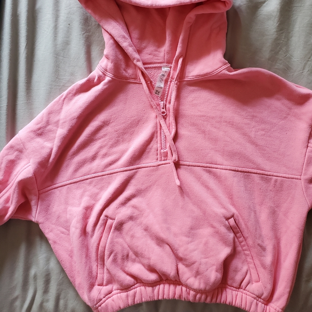 Alo Yoga Stadium Crop Hoodie Pink S